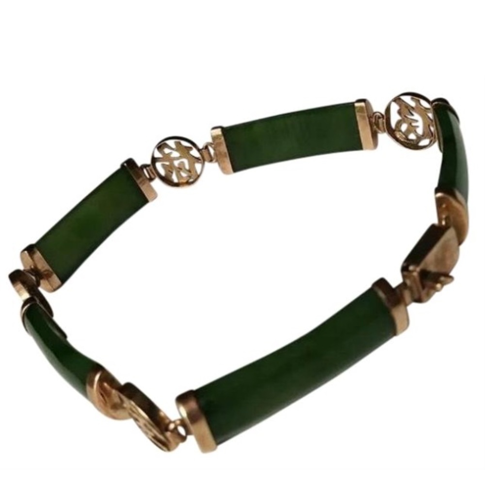13k Antique gold jade bracelet.